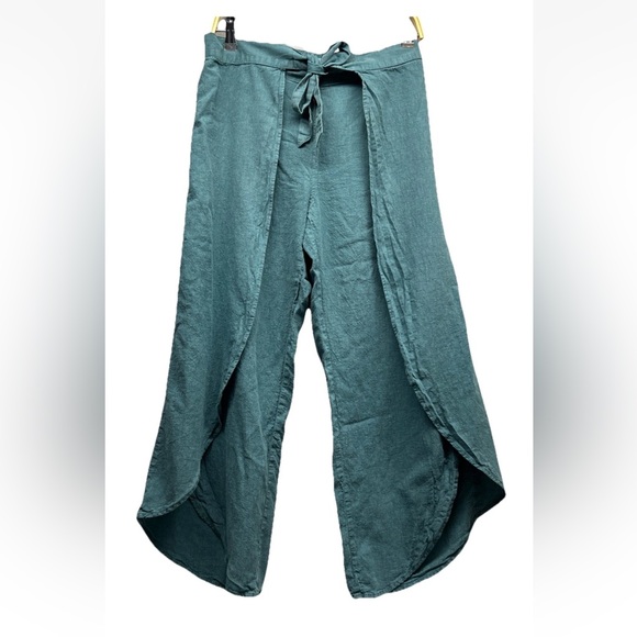 Patagonia Pants - Patagonia Garden Island Cropped Wide Leg Pants Womens M Teal Hemp Blend Boho